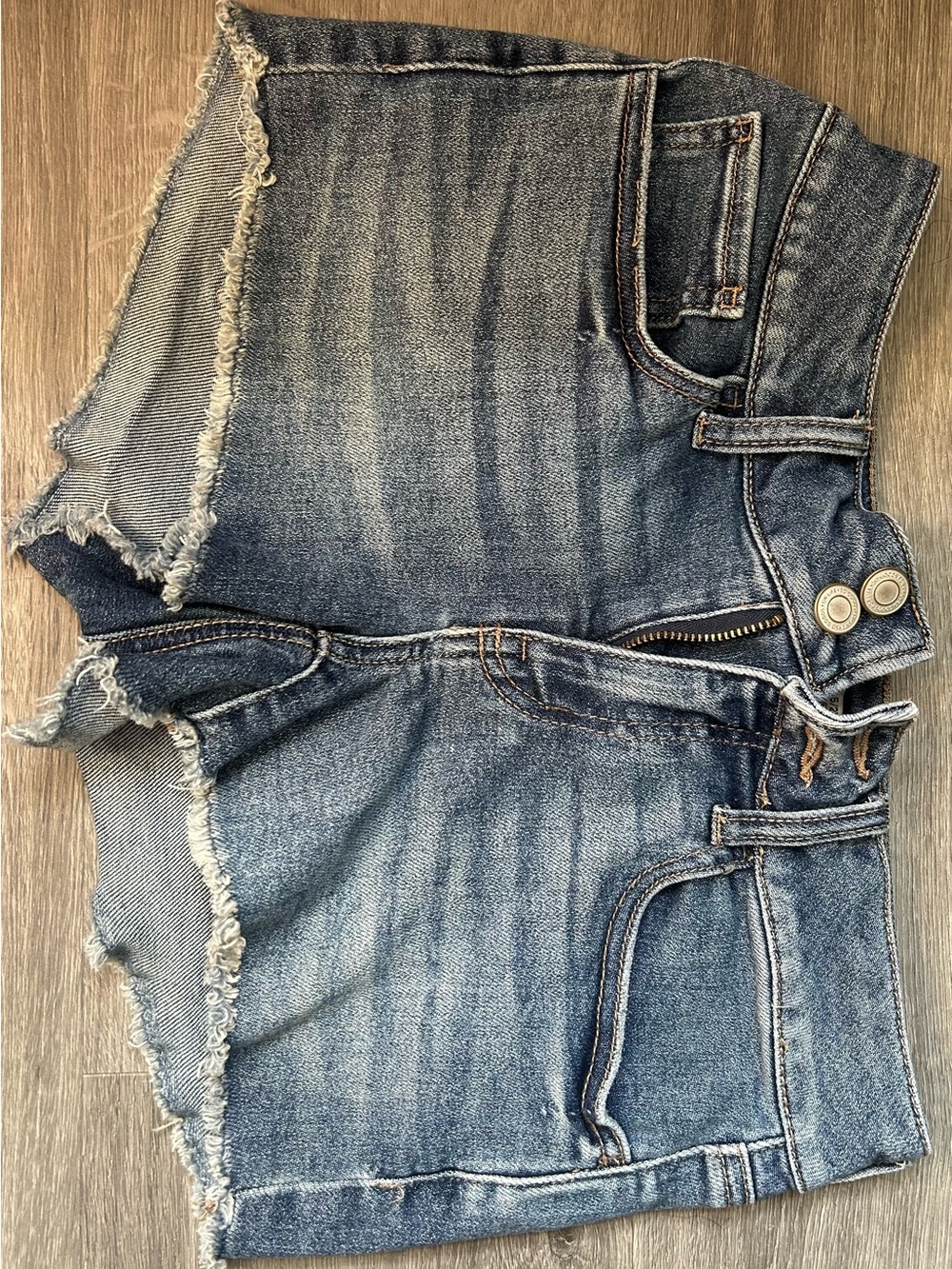 Casual Frayed Hem Blue Denim Jean Shorts